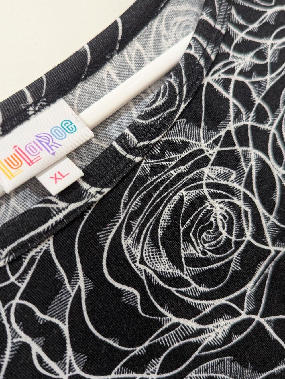 LuLaRoe Black and White Dress with Rosette Outline Print - Picture 4 of 4